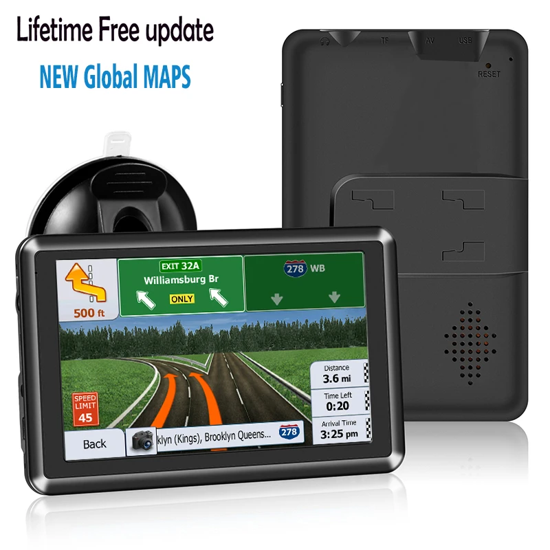 5 inch gps navigation for car truck accessories free map update tools 2024 8GB speed warning Voice broadcast amercia europe