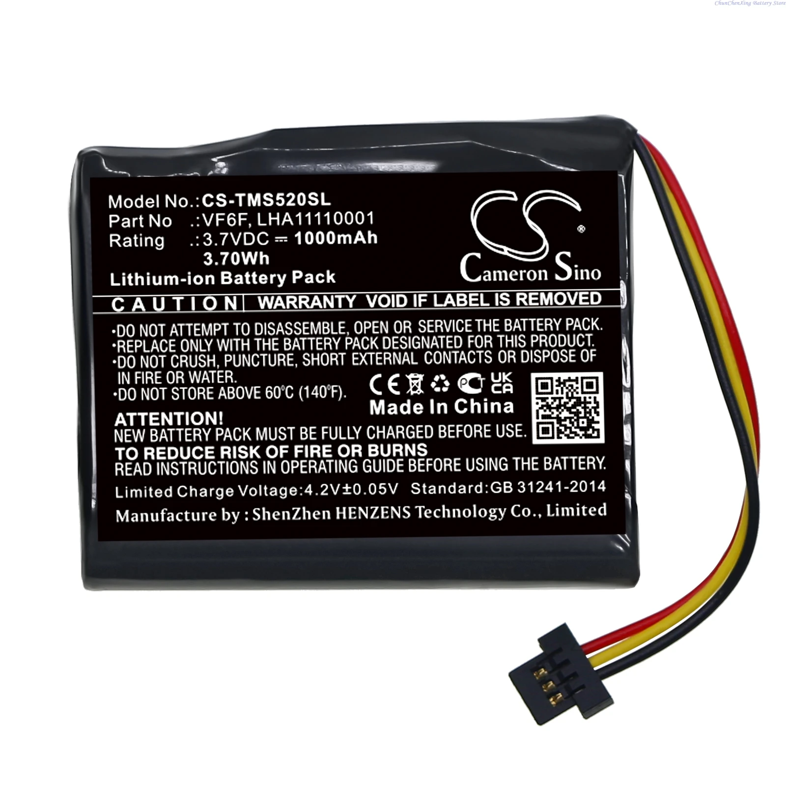 Cameron Sino 3.7V 1000mAh GPS, Navigator Battery VF6F LHA11110001 for TomTom Start 52 +TOOL