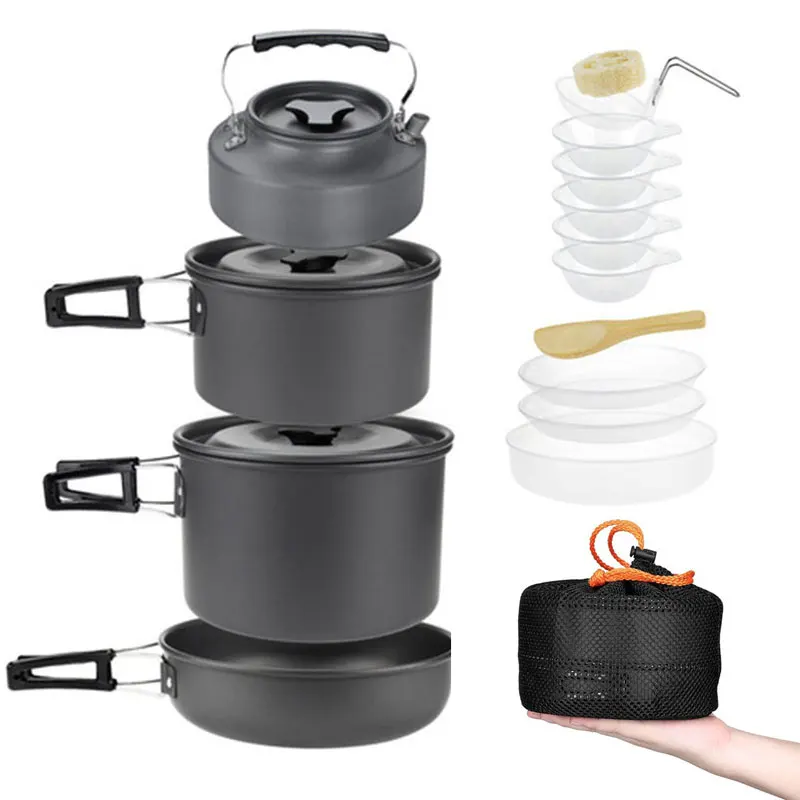 Camping Cookware Set for 1-5Persons Lightweight and Portable Pot and Pan with Carrying Bag Perfect for Outdoor Camping