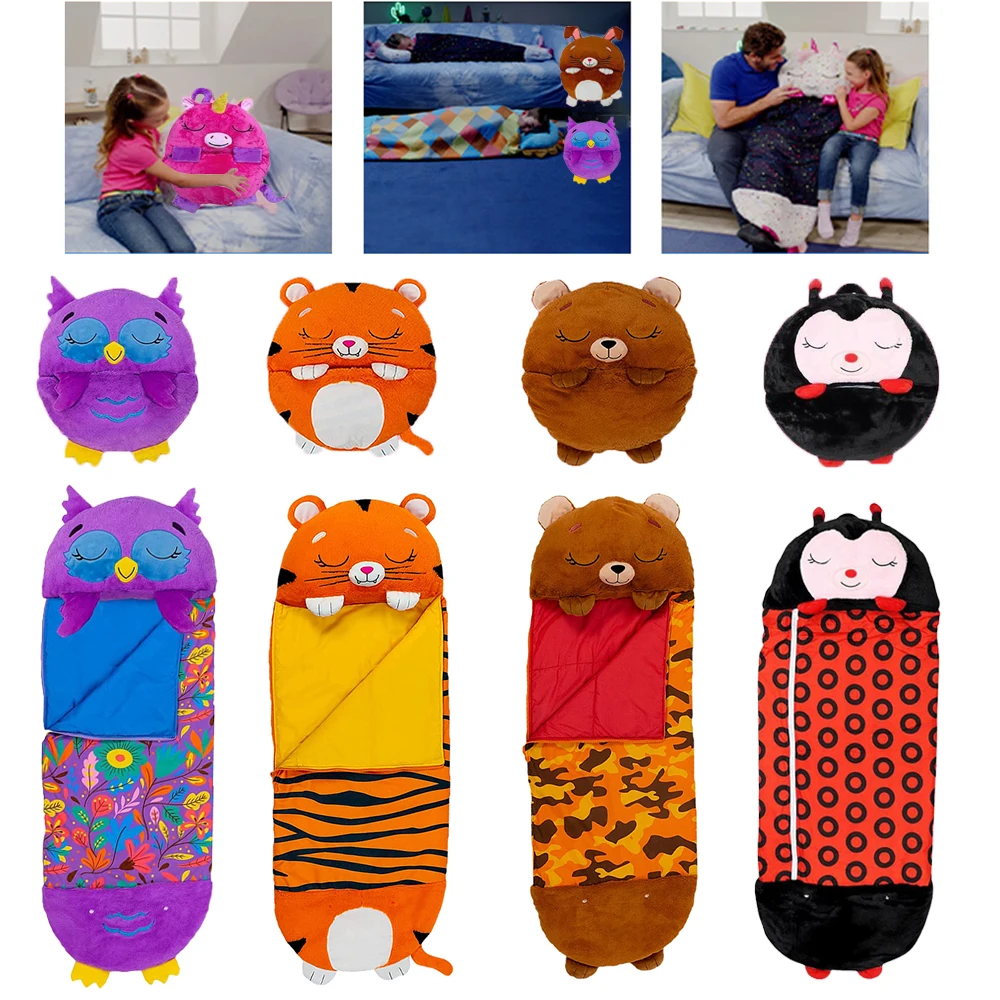 Children's Cartoon Sleeping Bag with Pillow for Birthday Gift Kids Comfy Plush Warm Sleepy Sack Animal Boys Girls Soft Sleepsack