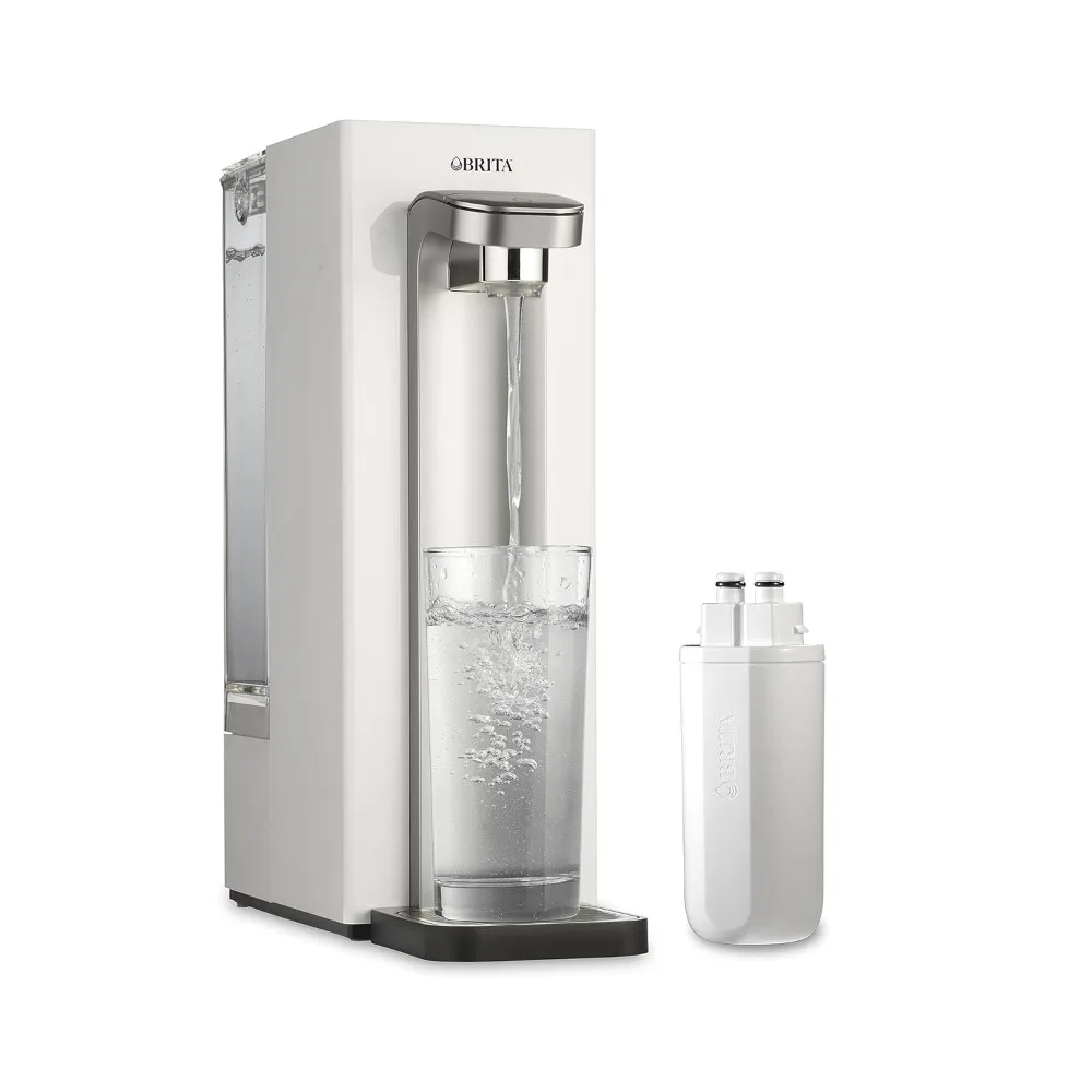 Compact Countertop Water Filter System, 9 Cup Water Reservoir, Includes 6 Month Carbon Block Filter, White, Water Filter