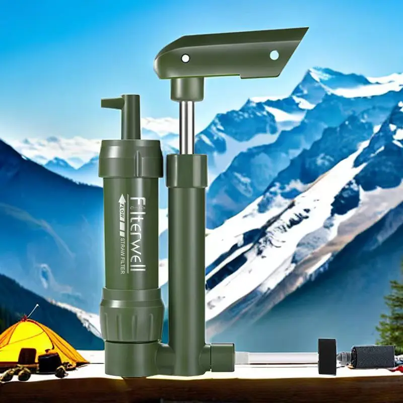 Filterwell Mini Pocket Hand Pump Water Filter Outdoor Survival Portable Drinking Purifier Filters For Travel Hiking Camping Trip