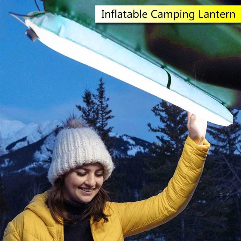 Inflatable Camping Lantern Foldable Portable Camping Light LED USB Powered Tent Light Outdoor Emergency Travel Camping Equipment