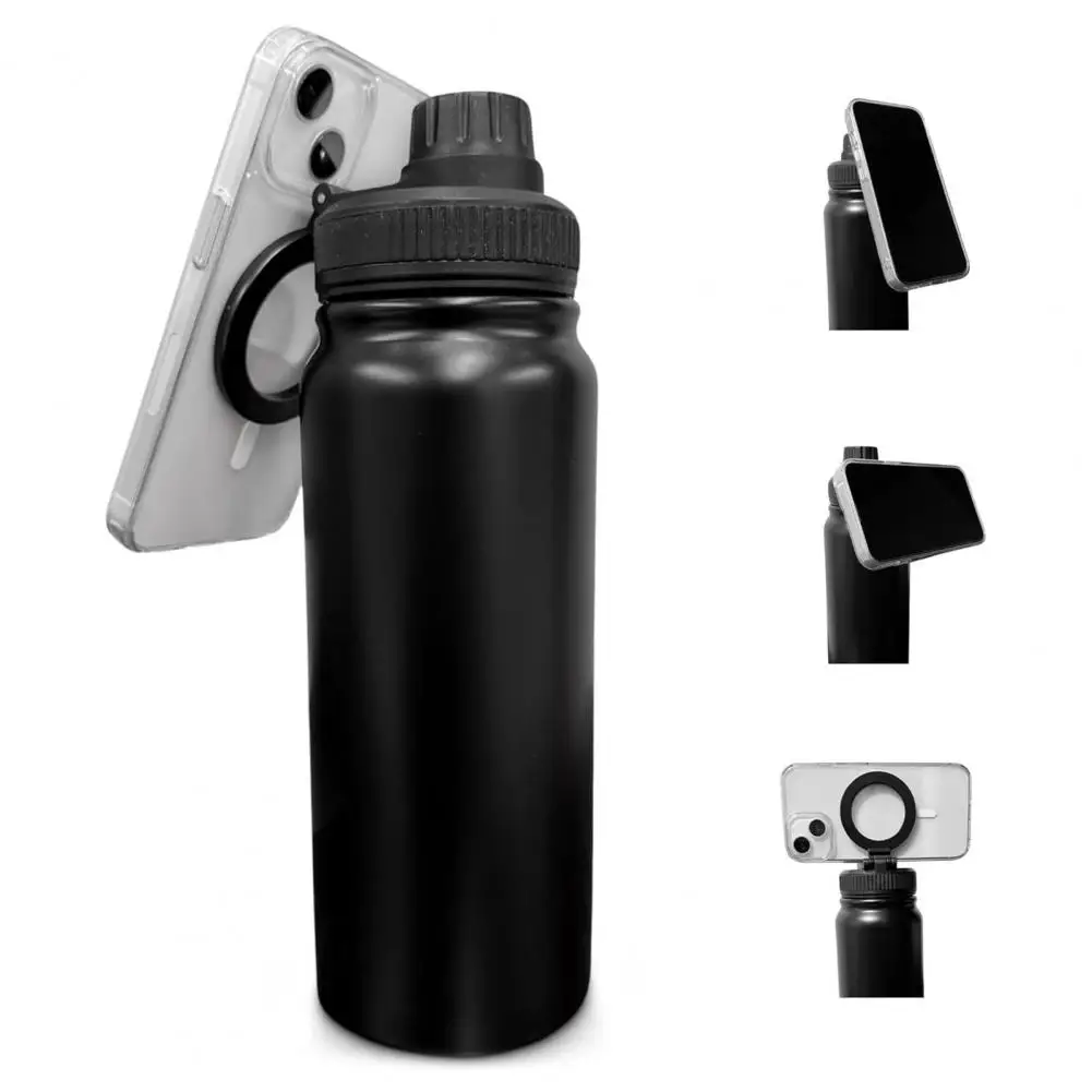 Magnetic Phone Holder Water Bottle Insulated Water Bottle with Phone Holder 1000ml Insulated Stainless Steel Bottle for 12/24