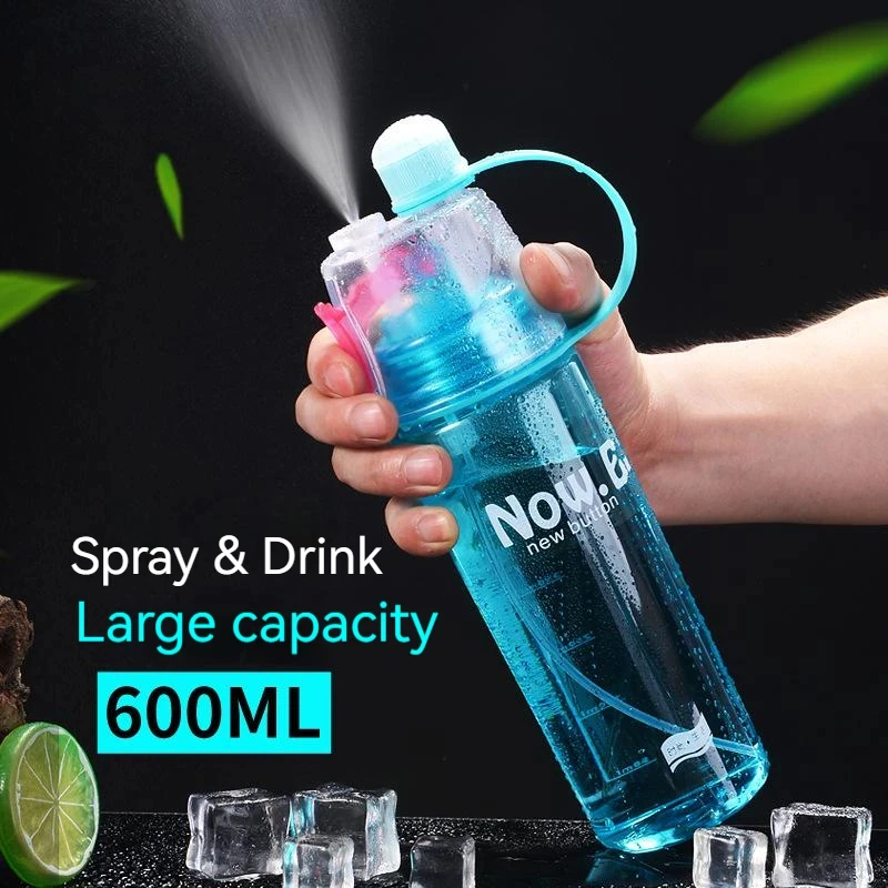 Misting Water Bottle 2-in-1 Mist and Sip Function with No Leak Pull Top Spout Sports Water Bottle Reusable Water Bottle Summer