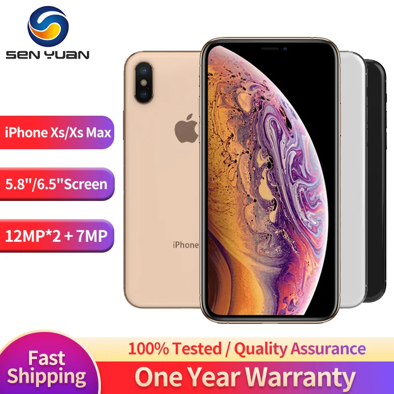 Original Apple iPhone XS/XS Max 4G LTE Mobile Phone 5.8" 4GB RAM 64GB/256GB ROM 12MP+7MP CellPhone Hexa-Core XS Smartphone