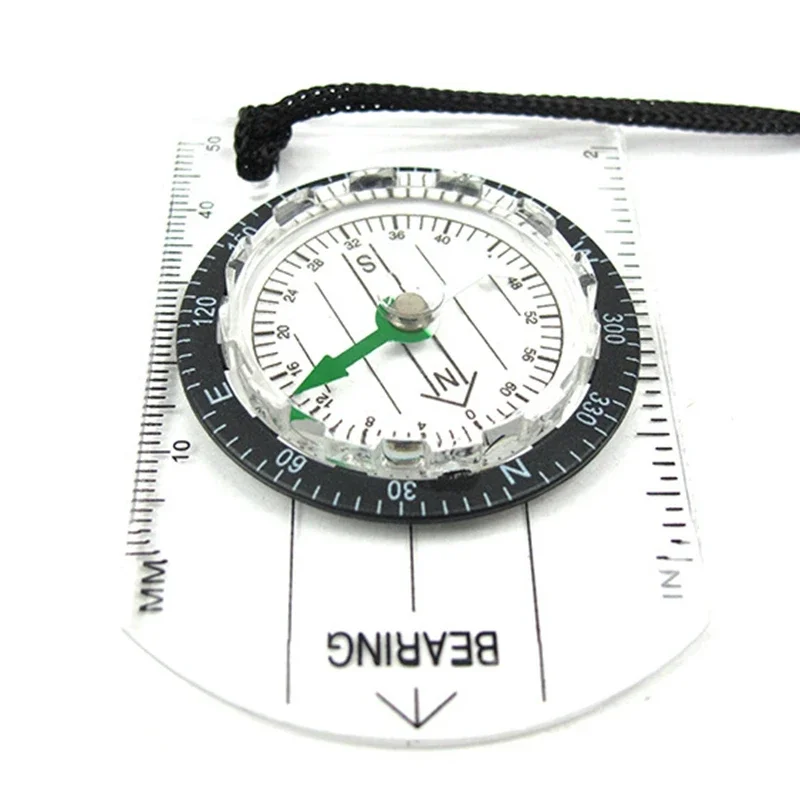 Outdoor camping hiking compass clear plastic scale map compass trail travel military compass tool travel bag