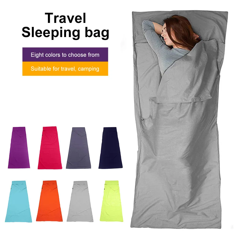 Outdoor Sleeping Bag Liner with Pillowcase Polyester Travel Carry Sheet Hotel Anti Dirty Sleeping Bag Ultralight Camping Bed