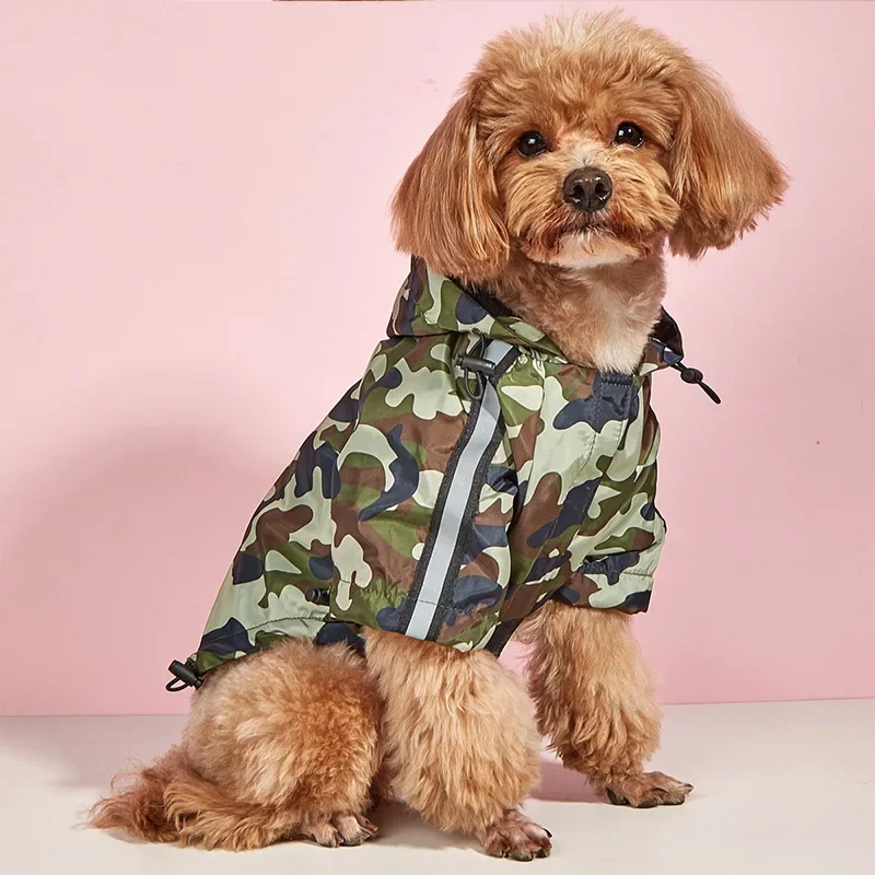 Pet Dog Rain Coat Cat Raincoat Outdoor Rainwear Hood Apparel Jumpsuit Puppy Rainy Day Casual Waterproof Jacket Pet Supplies