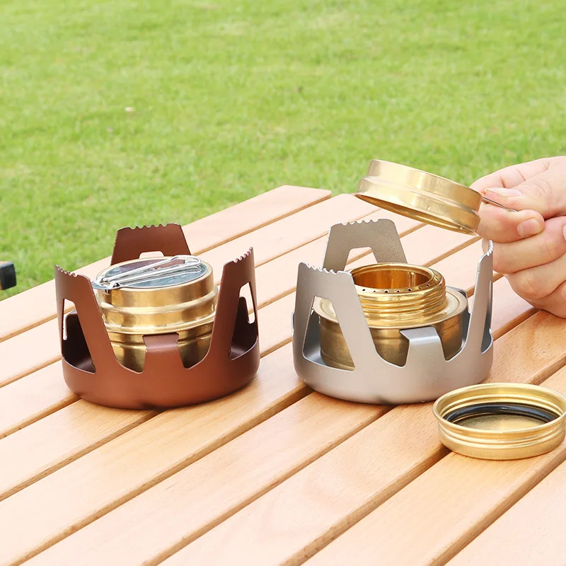 Portable Mini Alcohol Stove Burner Outdoor Ultralight Brass Camping Cooking Stove Outdoor Camping Backpacking Tourist Burner