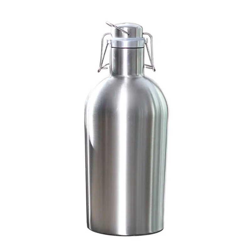 Premium 2L Stainless Steel Bottle Homebrew Beer Growler Secure Swing Top Big Capacity Beer Bottle For Outdoor growler cerveja