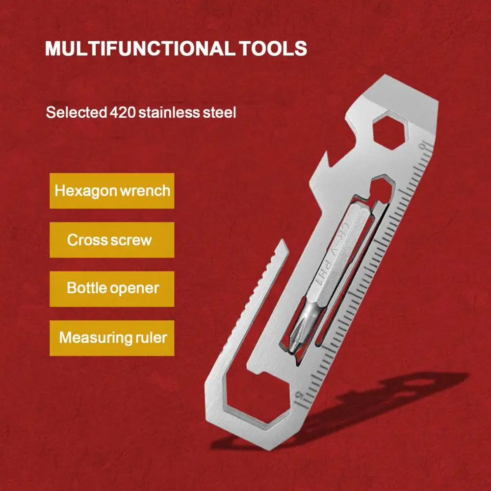 Useful Multitool Card Stainless Steel Outdoor Tool Card Mini 7 in 1 Tool Combination Multitool Card Hexagon Wrench