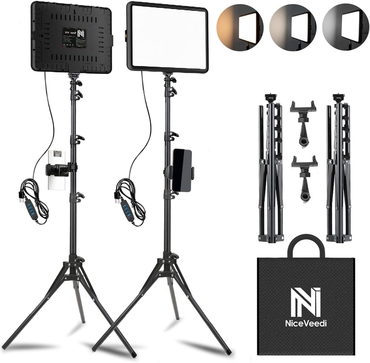 2-Pack Dimmable LED Video Light Kit