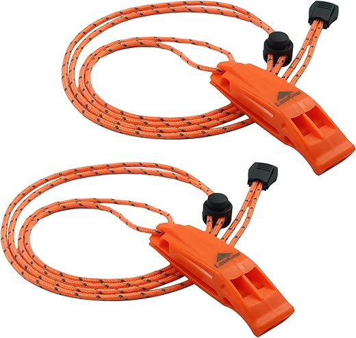 Emergency Whistles with Lanyard - 2 Pack