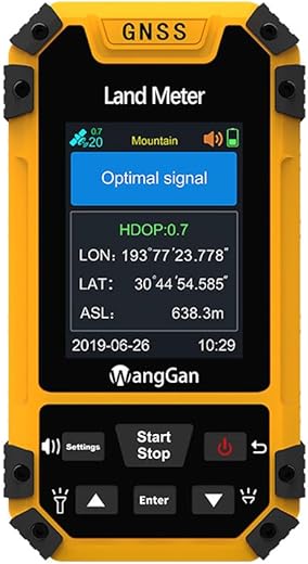 Land Surveying Equipment, Handheld GPS Land Meter, Professional GNSS Receiver Surveryor Tool with Color Screen for Slope Distance/Area Measurement