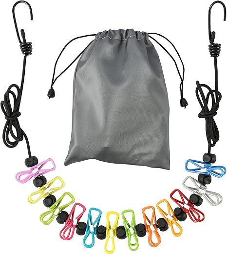 Retractable Portable Clothesline with Clips