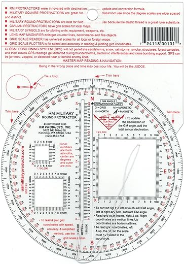 RM PRODUCTS Military Round Protractor