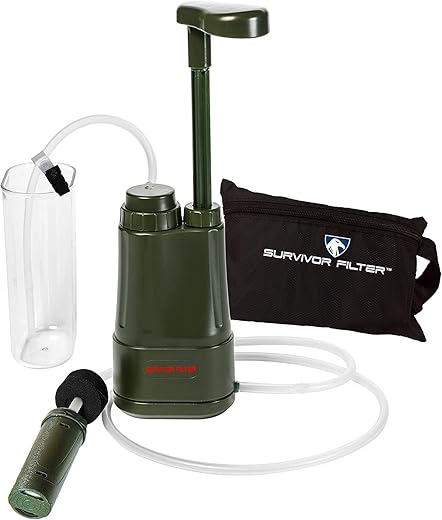 Survivor Filter PRO - Hand Pump Camping Water Filtration System Survival - Water Purifier Survival