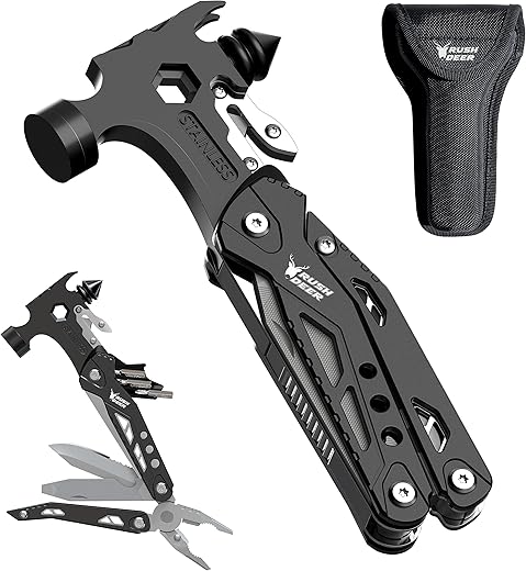 [Upgraded Hammer Multitool] Gift for Men Dad,16-in-1 Portable Multi Tool Pliers Survival Camping Gear,Cool Gadgets for Hiking Outdoor,Christmas Stocking Stuffers,Anniversary Birthday Gift for Men Boys