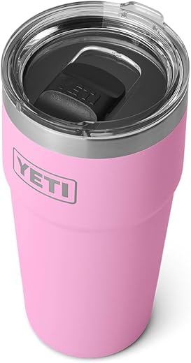 YETI Rambler 20 oz Stackable Tumbler, Stainless Steel, Vacuum Insulated with MagSlider Lid, Power Pink