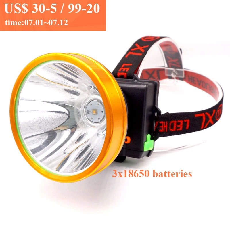 High Bright BS LED Head Light 3x18650 Rechargeable Outdoor Hunting Headlamp Waterproof Camping Flashlight Night Fishing Torch