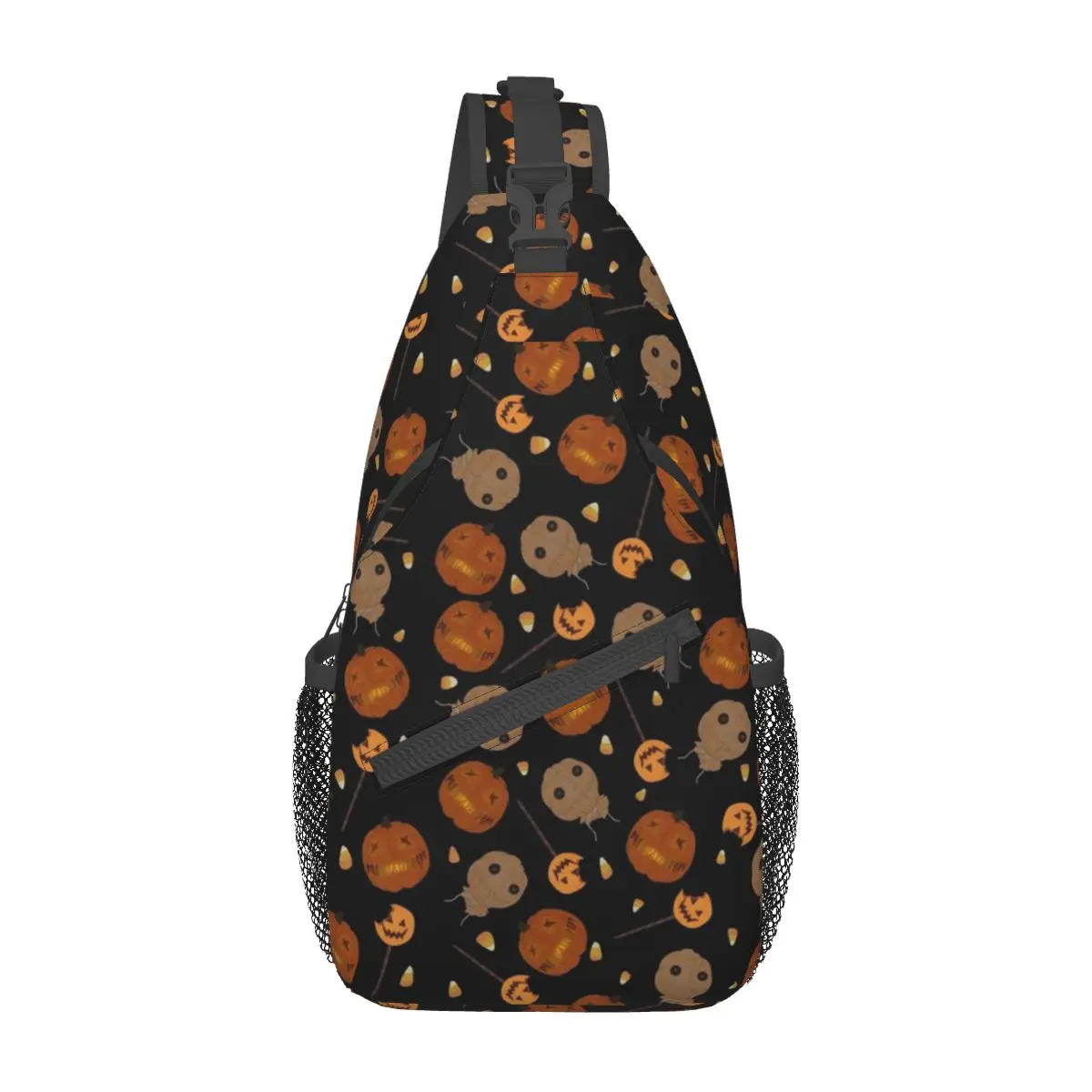 Trick R Treat Halloween Small Sling Bag Chest Crossbody Shoulder Backpack Travel Hiking Daypacks Pumpkins Printed Bag